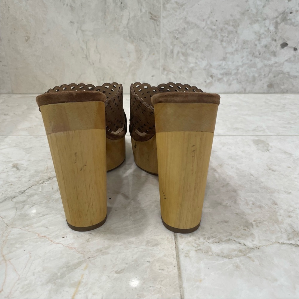 VERONICA BEARD {5M} Platform Mules "Gaynor" Brown Suede - Picture 4 of 10